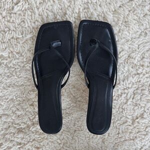 NA-KD Black Thong Kitten Heel Sandal